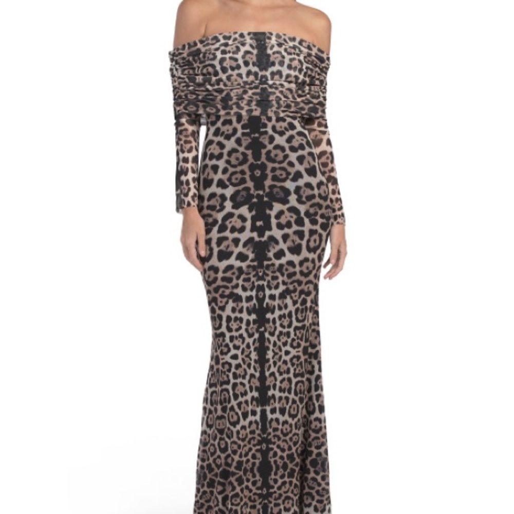 AFRM Leopard Print Long Sleeve Dress
